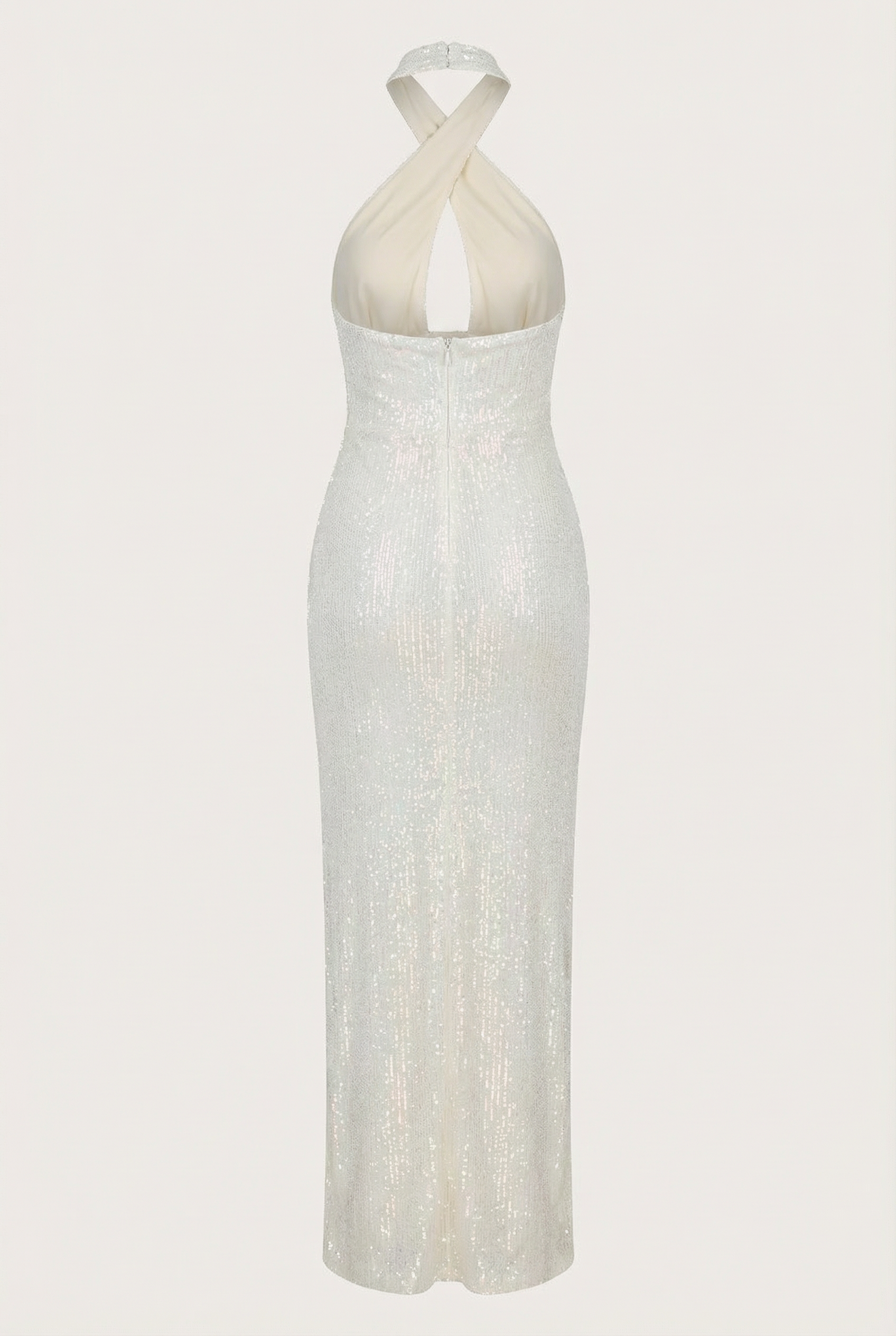 white high neck sequin dress Emma sequin rhinestone party dress white